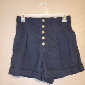 Forever 21 High Rise Black Cuffed Shorts Sz M